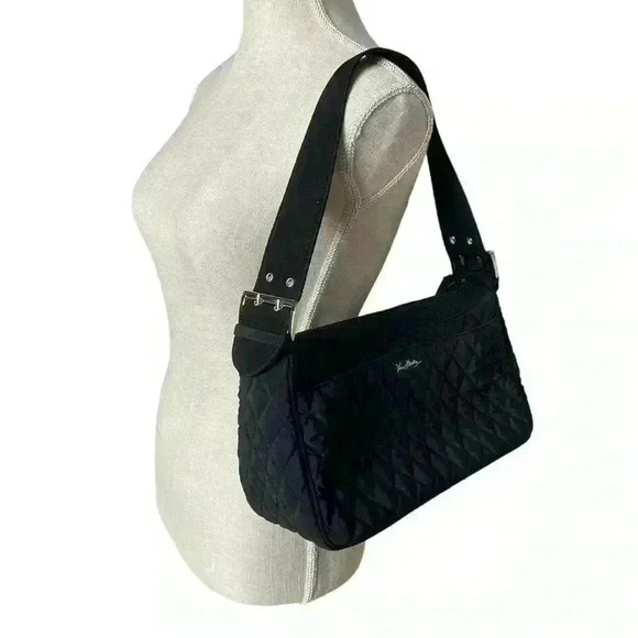 Vera Bradley Vintage Black Shoulder Bag with Unique Wide Buckle Strap EUC - Picture 4 of 6